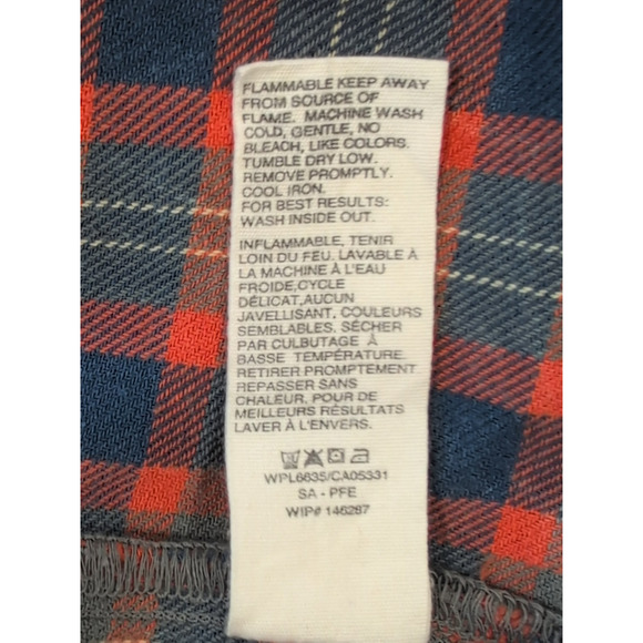 Woolrich Trout Run Mens M Flannel Shirt Plaid Orange Blue Long Sleeve Cotton - Picture 6 of 15